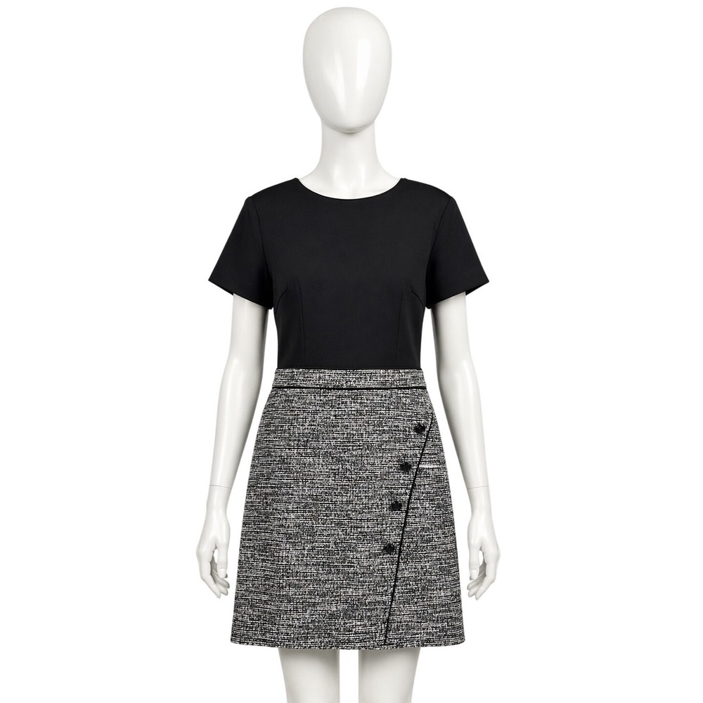 Karl Lagerfeld Paris Sheath Dress Womens 10 Black Tweed Skirt  Office Designer